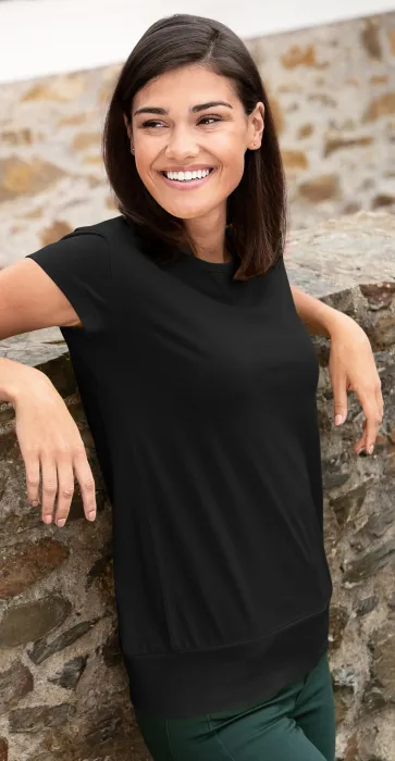 Női divatos póló, fekete