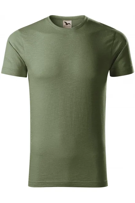 Férfi póló, texturált organikus pamut - khaki, L