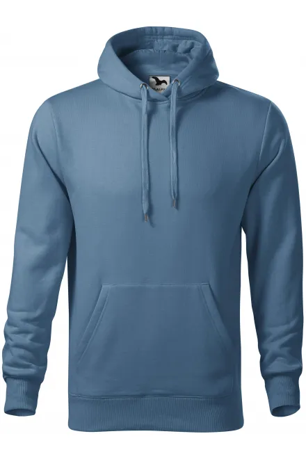Férfi pulóver kapucnival cipzár nélkül - denim, XL