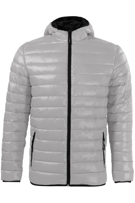Férfi steppelt kabát, ezüstszürke