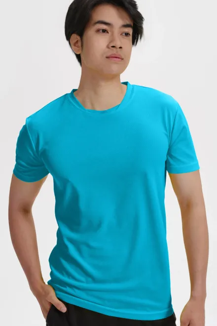 Aszimmetrikus nyakkivágású póló, türkiz