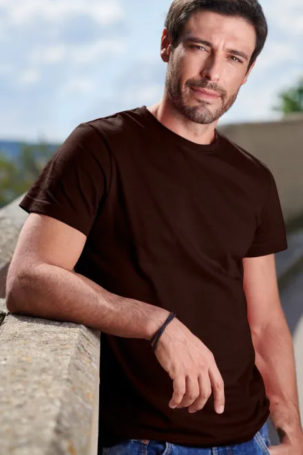 Férfi egyszerű póló, kávé