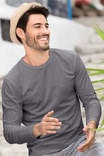 Férfi hosszú ujjú póló, acélszürke