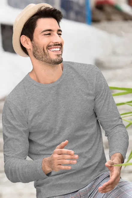 Férfi hosszú ujjú póló, sötétszürke márvány