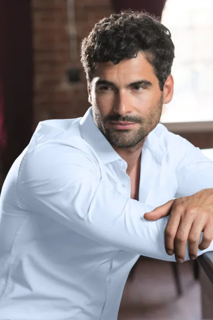 Férfi ing hosszú ujjú Karcsú fit, világoskék