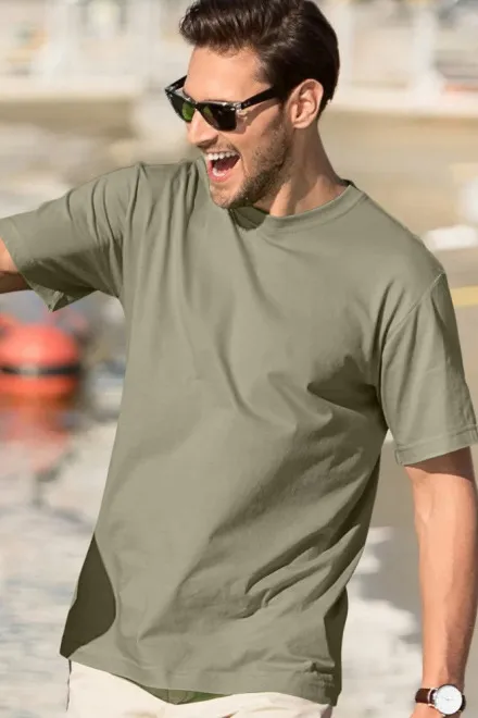 Férfi klasszikus póló, fényes khaki
