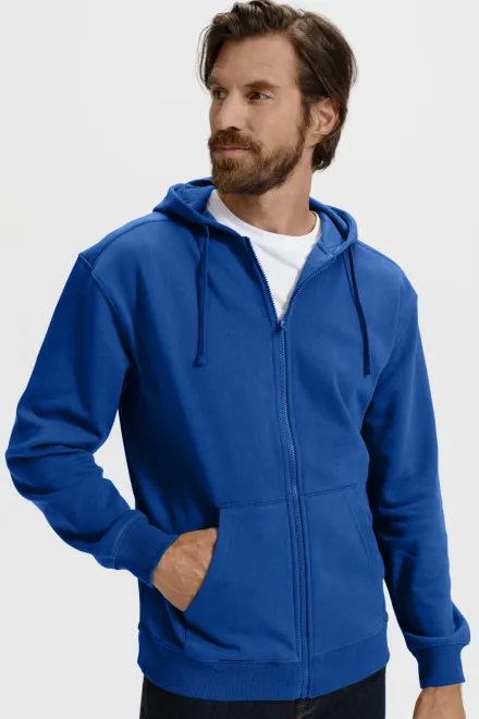 Férfi pulóver kapucnival, királykék