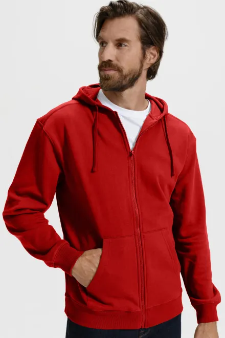 Férfi pulóver kapucnival, piros