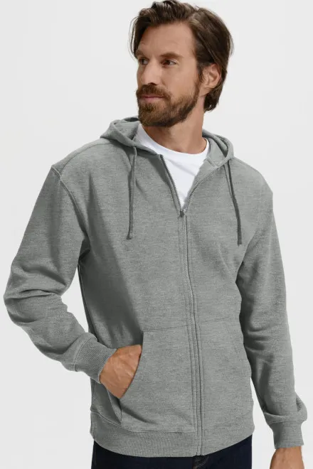 Férfi pulóver kapucnival, sötétszürke márvány