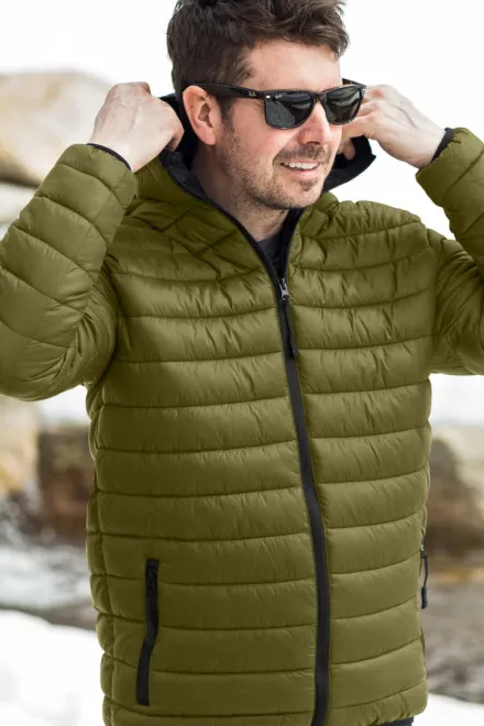 Férfi steppelt kabát, avokádó