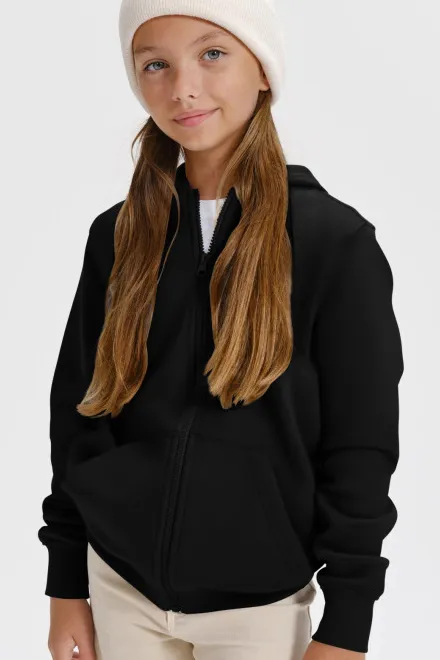 Gyerek pulóver kapucnival, fekete