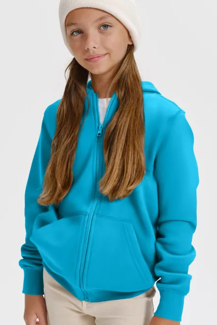 Gyerek pulóver kapucnival, türkiz