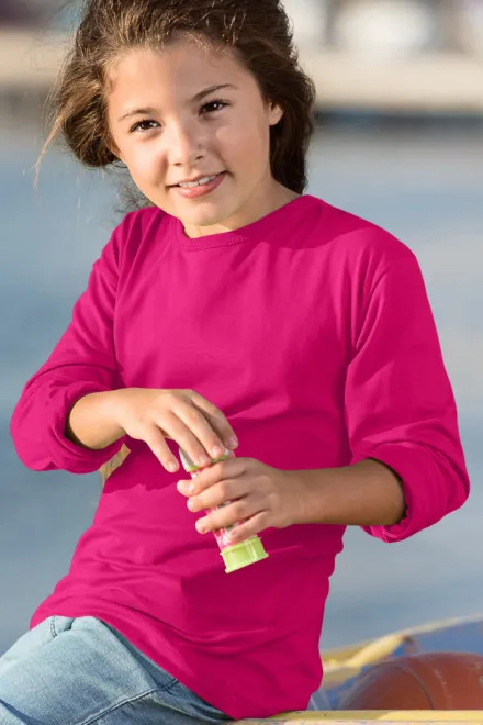 Gyermek hosszú ujjú póló, málna