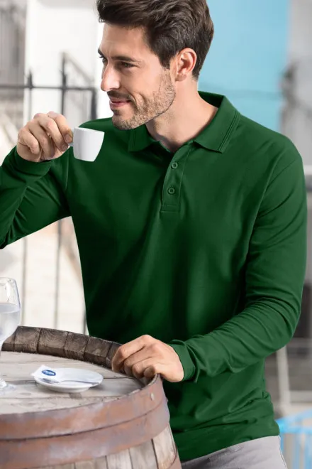 Hosszú ujjú férfi póló, üveg zöld