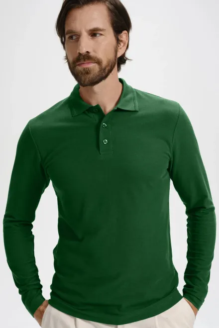 Hosszú ujjú férfi póló, üveg zöld