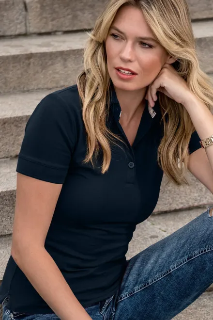 Női organikus pamut póló, sötétkék