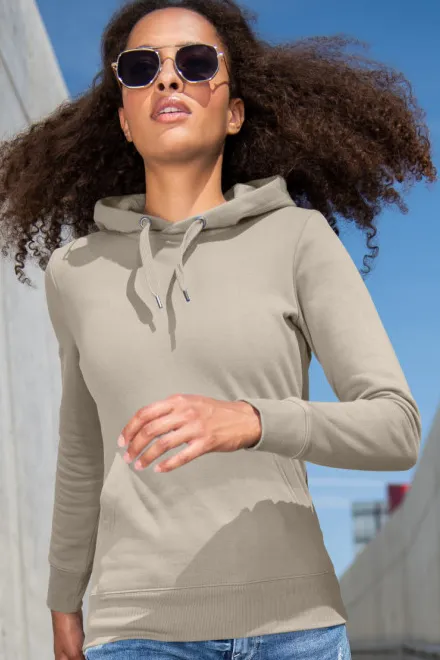 Női pulóver kapucnival cipzár nélkül, jégszürke