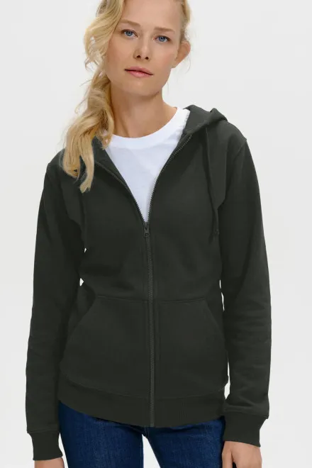 Női pulóver kapucnival, sötét pala