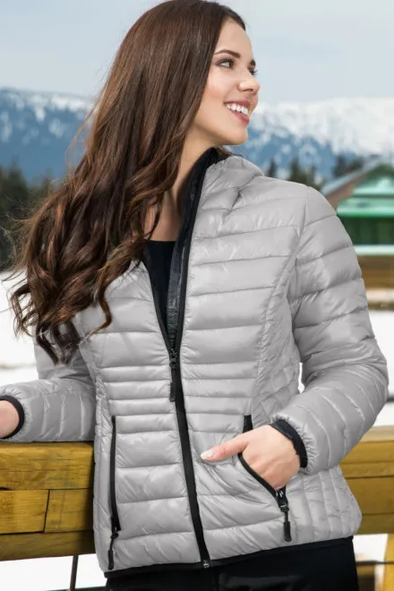 Női steppelt kabát, ezüstszürke