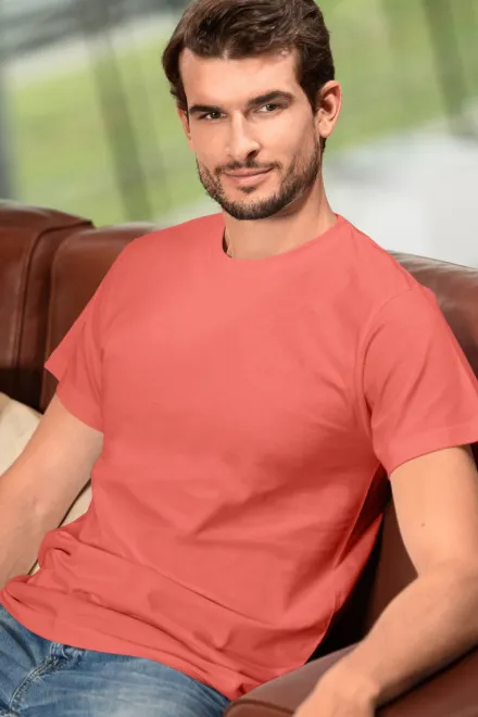 Unisex nagyobb súlyú póló, korall