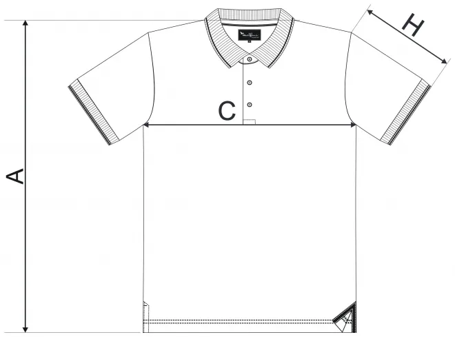 Férfi kontrasztos pólóing - mérettáblázat