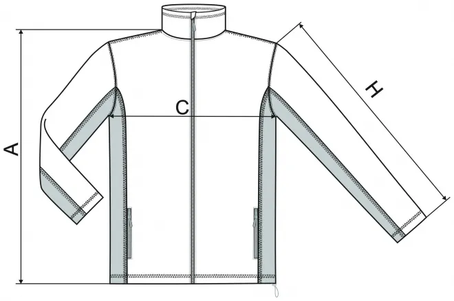 Férfi polár kontraszt kabát - mérettáblázat