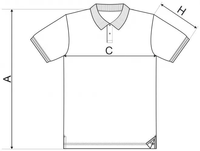 Férfi póló gallérral - mérettáblázat