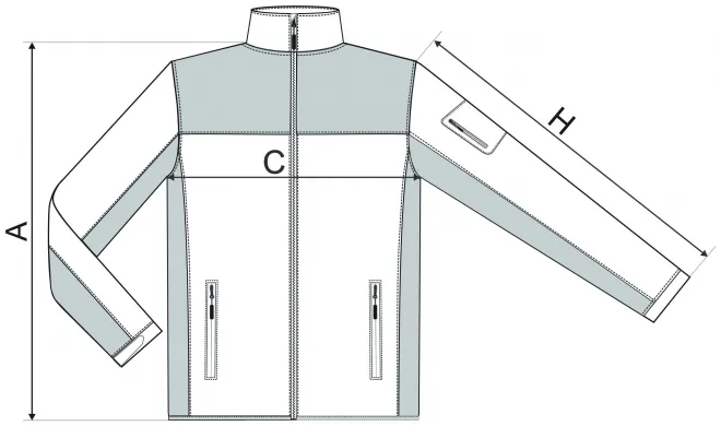 Férfi szabadidő kabát - mérettáblázat