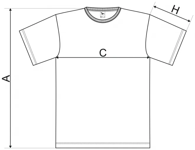 Gyermek egyszerű póló - mérettáblázat