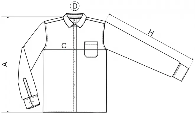 Hosszú ujjú férfi ing - mérettáblázat