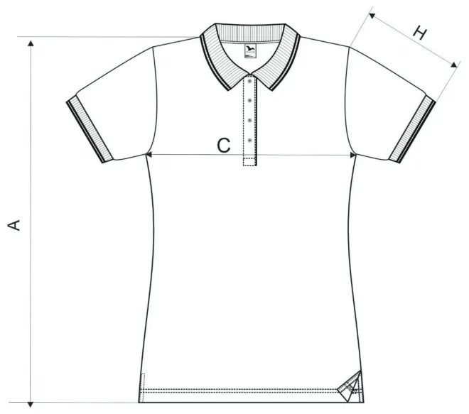Klasszikus női póló - mérettáblázat