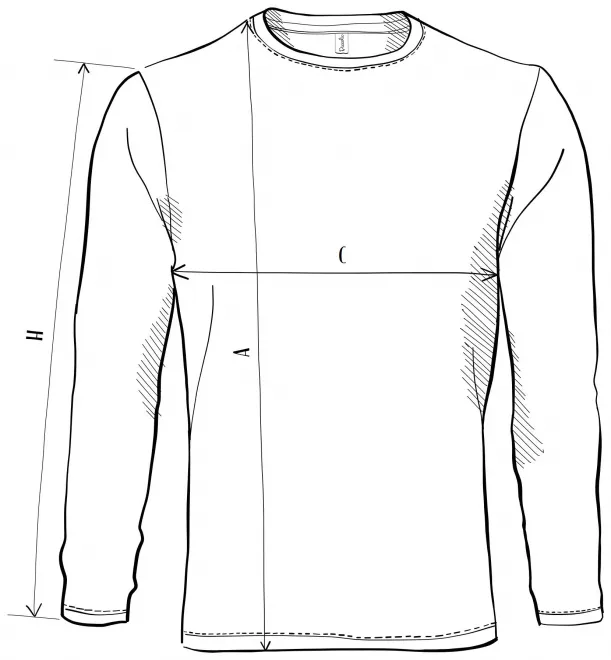 Könnyű, hosszú ujjú póló - mérettáblázat