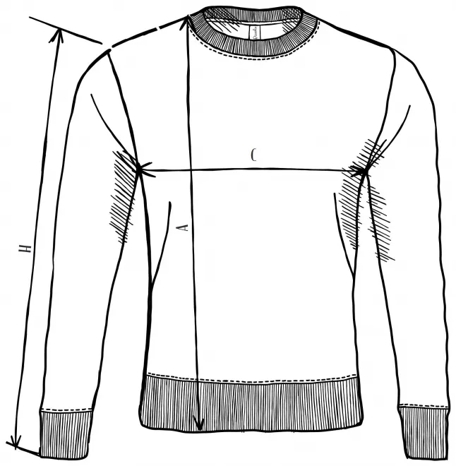 Könnyű pulóver - mérettáblázat