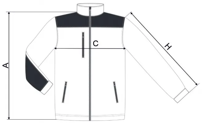 Meleg unisex polár dzseki - mérettáblázat