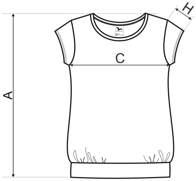 Női divatos póló - mérettáblázat