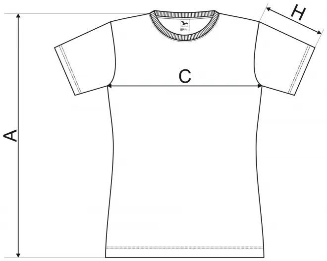 Női egyszerű póló - mérettáblázat