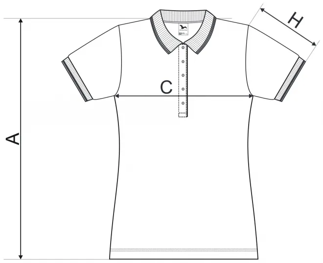 Női kontrasztos póló - mérettáblázat