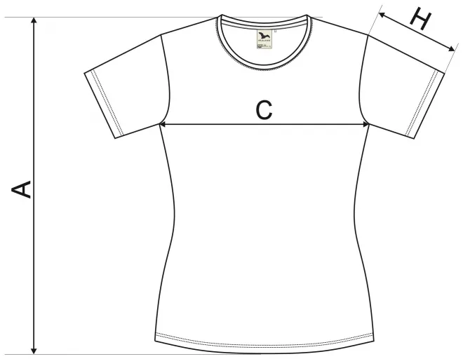 Női organikus pamut póló - mérettáblázat