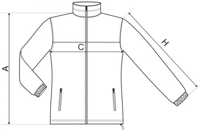 Női polár dzseki - mérettáblázat