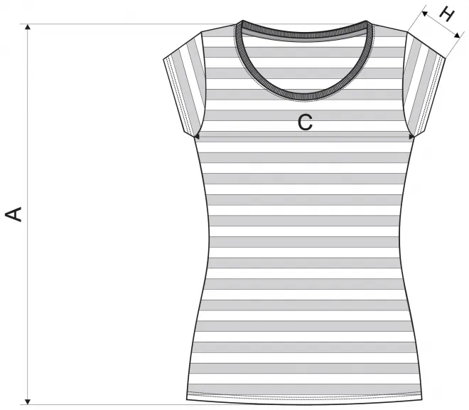 Női sötétkék póló - mérettáblázat