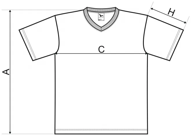 Rövid ujjú, közepes súlyú póló - mérettáblázat