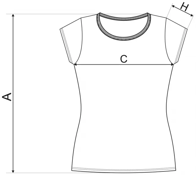 Tartós női póló - mérettáblázat