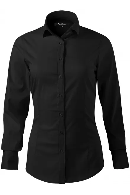 Női hosszú ujjú blúz slim fit - fekete, L