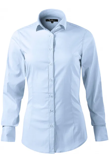 Női hosszú ujjú blúz slim fit, világoskék