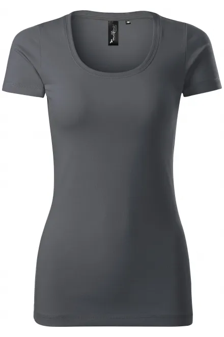 Női póló díszvarrással, világos szürke