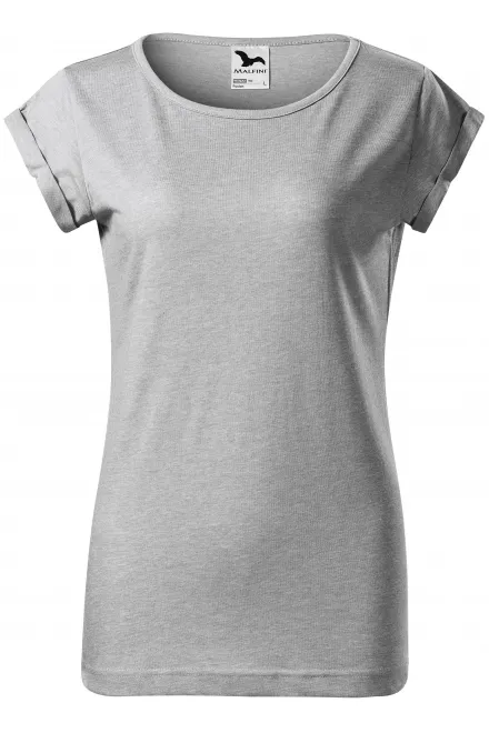 Női póló feltekert ujjú, ezüst márvány