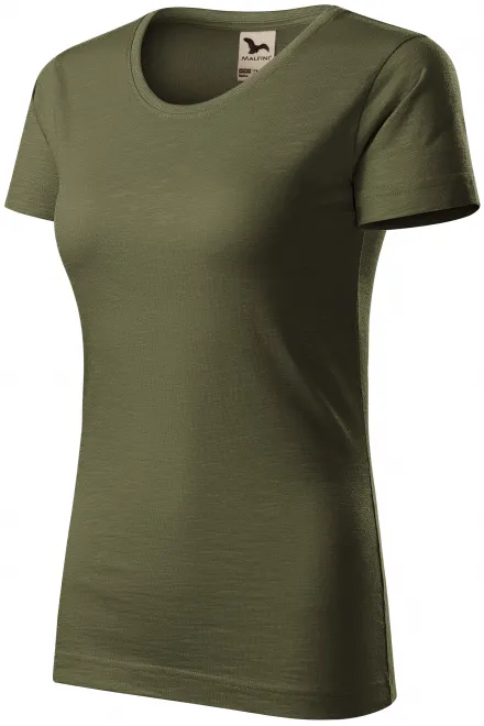 Női póló, texturált organikus pamut, military