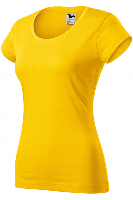 Női vékony póló, kerek nyakkivágással, sárga
